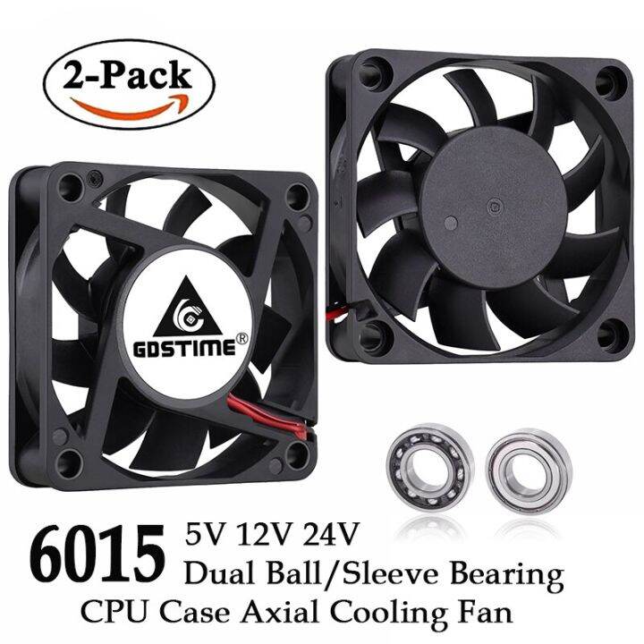 2PCS Gdstime 60Mm 6015 DC 5V 12V 24V Fan 6015 60X60x15mm USB Ball