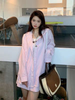 Pink Stripe  Womens Lightweight Cardigan Top Long Sleeve Autumn Casual Women