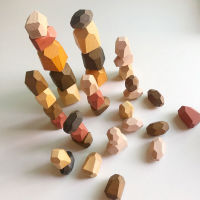 Children Toys Wooden Building Block Colored Stone Creative Educational Toys Nordic Style Stacking Game Rainbow Stone Wooden Toys