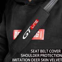 1pc Imitation Deer Skin Car Safety Belt Cover Seatbelt Shoulder Protector For Peugeot GT LINE 307 308 406 407 408 2008 3008 5008 Seat Covers