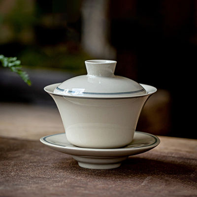 สายเถ้าจีนสีพอร์ซเลน Gaiwan สำหรับหม้ออบชาที่มีฝาปิด T Eaware กังฟูชุดน้ำชาถ้วยชาม Chawan