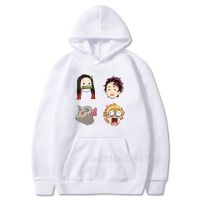 Newest Anime Demon Slayer Costume Tanjiro Nezuko Inosuke Zenitsu Funny Face Printing Hoodies Pullover Sweatshirt