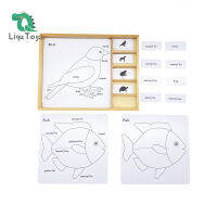 Atari Montessori สัตว์ปริศนากิจกรรมชุดวัสดุพีวีซีกล่องไม้เด็กเกมภาษาอังกฤษของเล่นสำหรับเด็กการฝึกอบรม