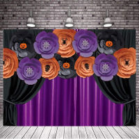 Halloween Flower Photography Backdrop For Dress Up Birthday Party Banner Pumpkin Spider Decor Background Photo Booth