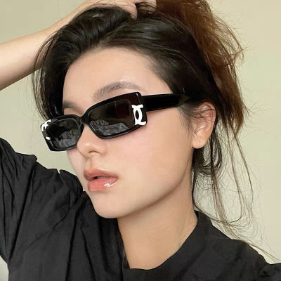 ฉบับภาษาเกาหลีแว่นตากันแดดเทรนด์แฟชั่นสำหรับผู้หญิงพิมพ์ลายสี่เหลี่ยมกรอบขนาดเล็กแว่นตากันรังสียูวี Y2K