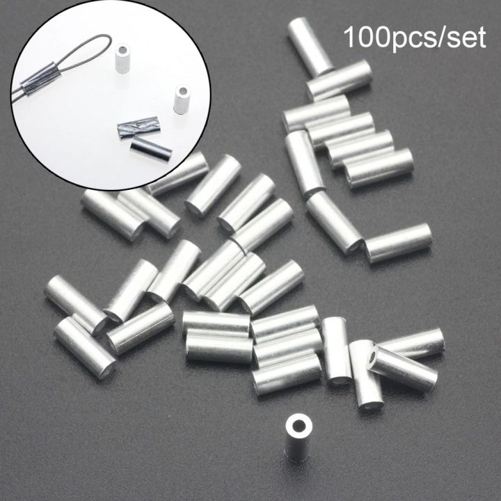 100pcs Round Stainless Steel Fishing Tube Fishing Wire Pipe Crimp Sleeves  Connector Fishing Line Accessories Tool