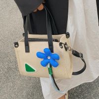 Canvas girl shoulder portable Korean fashion 2023 new trendy INS bag womens bag Messenger bag casual youth