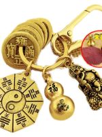 Original pure brass lucky Pixiu keychain with twelve zodiac signs cinnabar gourd transfer and Bagua brand Five Emperors Money pendant