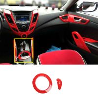 2Pcs Red Car Central Console Gear Shift Knob Cove Trim Decoration for Hyundai Veloster 2011-2017