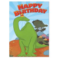 eeBoo  Gertie Dinosaur in Hat Birthday Card การ์ดอวยพรวันเกิด