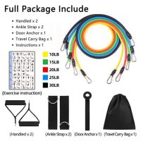 โยคะออกกำลังกายฝึก Crossfit แถบยางต้านทาน11ชิ้น/ชุดอุปกรณ์ฟิตเนสยางยืดท่อขยายยางเชือกดึง