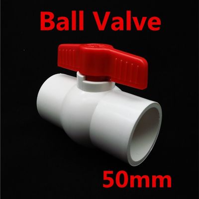 ✧❂▤ 50mm to 50mm Inside Dia Slip Ends Two Way Ports PVC Ball Valve White Red