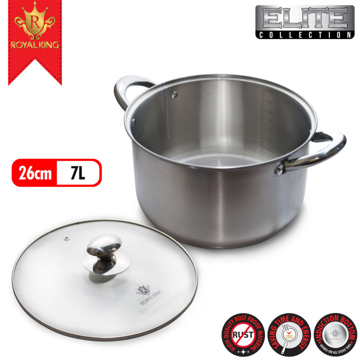 Royal King 26cm Stainless Steel Induction Ready Stock Pot with Glass ...