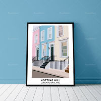 Notting Hill สถาปัตยกรรมโปสเตอร์ลอนดอน enterre Cas ภาพประกอบผ้าใบโปสเตอร์ตกแต่งบ้านพิมพ์