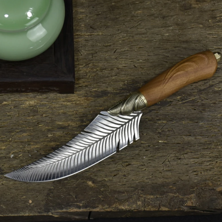 kitchen-knife-copper-decor-handmade-barbecue-cleaver-hunting-knife-with-holster-6-inch-beautiful-knife-with-patterns-พร้อมส่ง-ส่งจากร้าน-malcolm-store-กรุงเทพฯ
