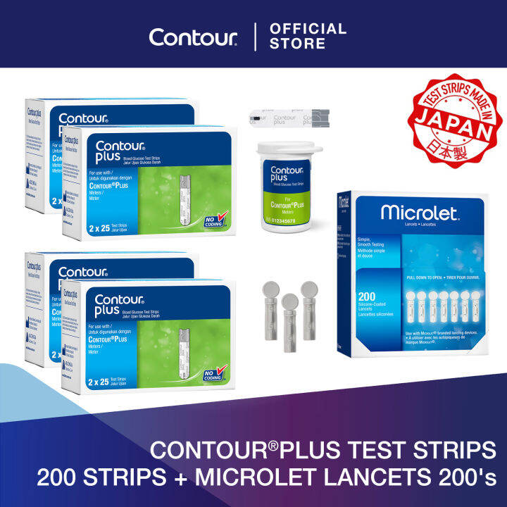 CONTOUR®PLUS TEST STRIPS 200 STRIPS + MICROLET LANCETS 200's
