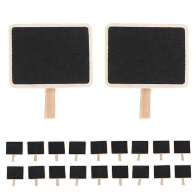 20pcs Mini Blackboard Wooden Clip Long Photos Peg Memo Clips Ornaments Wood Message Slate Rectangle Clip Panel Card Memos Label