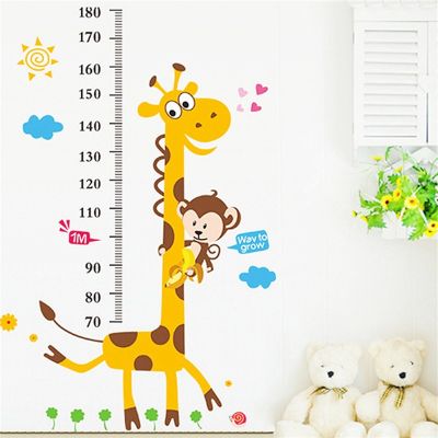 Kids Unicorn Childs Wall Girl Nursery Boy Decor Ruler For Giraffe Sticker Cartoon