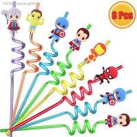 ▧❧ 8Pcs/Pack Superhero Straw Cartoon Drinking Straws For Kids Boys Birthday Party Decorations Baby Shower Avengers Party Supplies