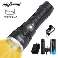 HaixnFire DV59สีเหลืองไฟฉายดำน้ำ XHP70กันน้ำ5000 Lumens Scuba Diving Torch