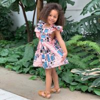 Toddler Girls Dresses African Traditional Style Fly Sleeve Backless Dress Kids Ankara Princess Dresses 1-6Y Vestidos De Verano