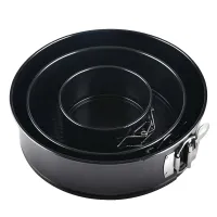 3ขนาดเหล็กกล้าคาร์บอน Nonstick Springform Pan Set Bake Mould Bakeware Round Spring Form Round Cake Mould Black