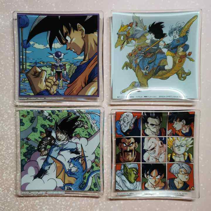 จานรองแก้ว-จานใส่ขนม-ลาย-dragon-ball-ดราก้อนบอล-ขายยก-set-4-ใบ