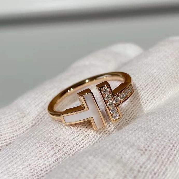 cod-t-บ้านเงินแท้รุ่นสูงโรสโกลด์เพชรคู่-t-เปิดแหวนหญิง-t-แหวนตัวอักษรแฟชั่น-fritillaria-18k