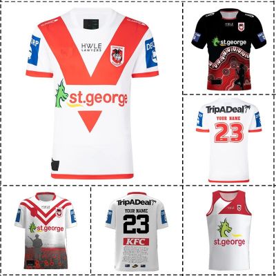 Anzac Custom Rugby St Mens Size:S-5XL / Singlet Illawarra George Quality / [hot]2023 Home （Print Dragons Name Number）Top Jersey Shirt