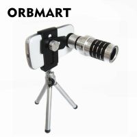 ORBMART Aluminum Universal 12X Zoom Telescope Camera Lens + Mini Tripod + Adjustable Clip For Samsung iPhone Doogee Xiaomi Phone