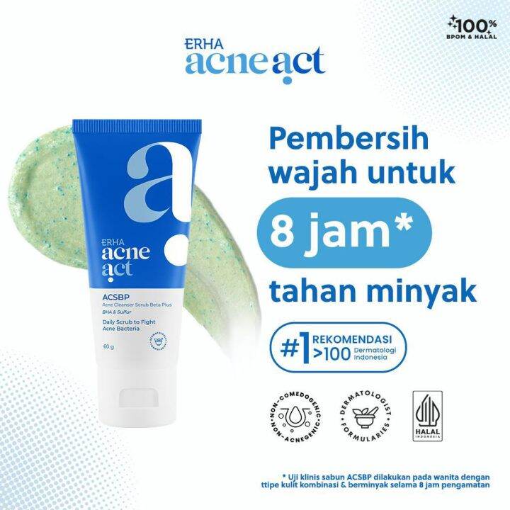 ERHA Acneact Acne Cleanser Scrub Plus ACSBP 60gr Sabun Muka Jerawat