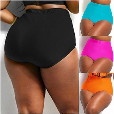 women-high-waist-full-coverage-swim-shorts-solid-color-size-plus-drawstring-swimwear-beachwear-bathing-wear-bikini-short