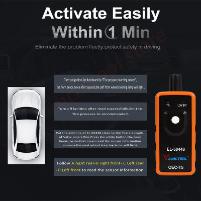 OBD2 Car accessories EL50448 Auto Tire Presure Monitor Sensor OEC-T5 EL 50448 For GMOpel TPMS Reset Tool EL-50448 Electronic