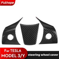 Futhope ABS คาร์บอนไฟเบอร์ Stee ตกแต่งล้อแพทช์สำหรับ2018-2023 Tesla รุ่น3รูปแบบปรับปรุงภายใน Y