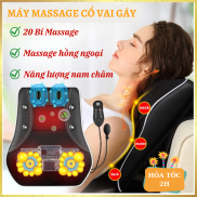 Máy massage cổ vai gáy - gối massage hồng ngoại 20 bi massage cổ vai gáy