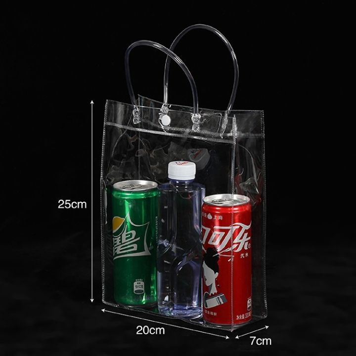 convenience-store-bartender-bag-packaging-bag-stall-transparent-plastic-bag-handbag-pvc-net-red-drink-hand-bag-may