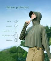 Womens Hooded Short Sun Protection Clothing Cycling Clothing Windproof Breathable Hiking Camping Fishing Outdoor Summer