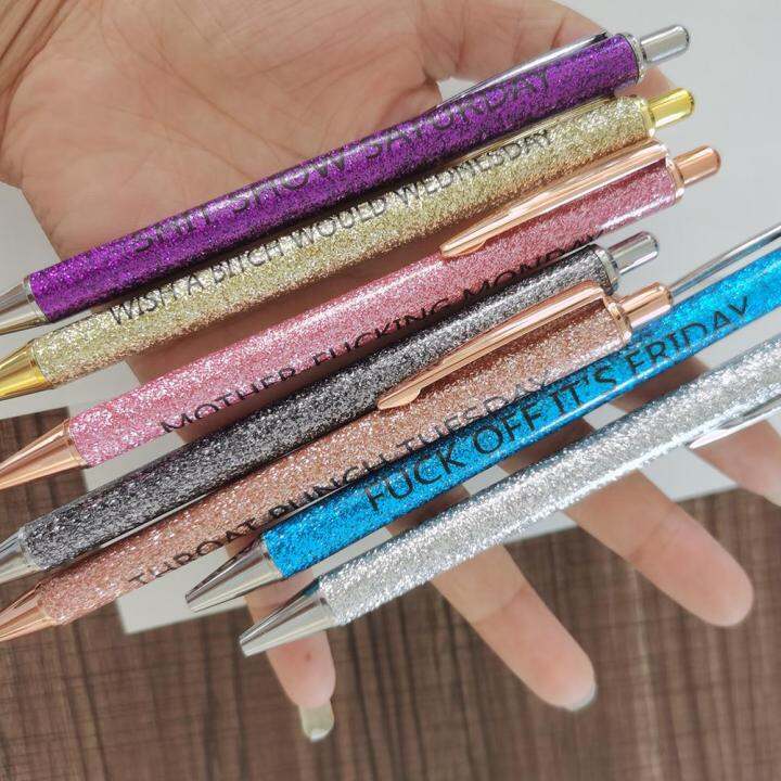 7 Pcs Funny Pens Swear Word Daily Pen Set Metal Ballpoint 1 mm