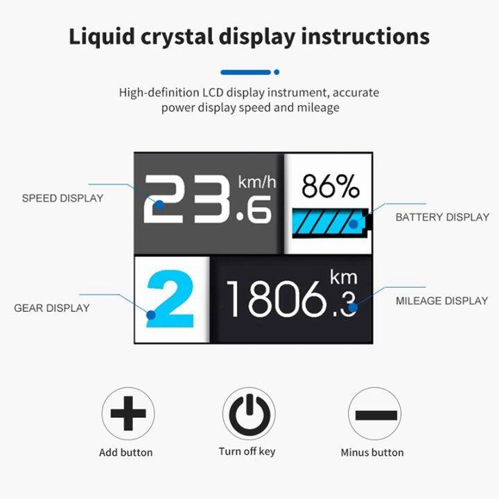 lcd-tft-ukc3-display-speed-battery-time-indicator-for-electric-bicycle-24v-36v-48v-motor-conversion-kit