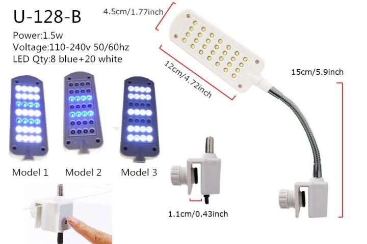 อควาเรียมแอลอีดีให้แสงหลอดไฟ Led แบบหนีบกันน้ำสำหรับพืชไฟตู้ปลา Grow แสงสีขาวสำหรับตู้ปลาไฟ LED ซูเปอร์