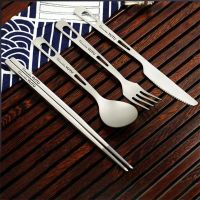 Pure Titanium Tableware Set Household Frosted Knife and Fork Spoon Chopsticks Travel Camping Portable Knife Fork Set Flatware Sets