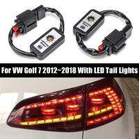 สายเคเบิ้ล HUSQVARNA เสริมไฟท้าย LED ไฟระบุสัญญาณเลี้ยวแบบไดนามิกสีดำสำหรับ VW Golf 7ด้านซ้ายและขวาไฟท้าย2ชิ้น