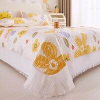 Caldwelllj Princess Chiffon Lace Bed Cover Set Quilting Sandwich Cotton Spread and Pillowcase Home Soft Breathable Bedspread 3 Pcs