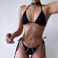 Sexy Body Chain Harness Women Cool Fashion Metal Punk Style Nightclub Party Faux Leather Waist Jewellery