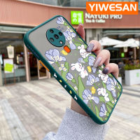 YIWESAN เคสสำหรับ Tecno Spark 6 KE7,เคสการ์ตูนกระต่ายน่ารักและดอกไม้มีน้ำค้างแข็งโปร่งใสแบบแข็งขอบสี่เหลี่ยมด้านข้างเคสนิ่มป้องกันกล้องปลอกซิลิโคนกันกระแทก