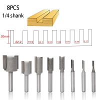 8ชิ้นก้าน1/4 6.35มม. คุณภาพสูงตรง/Dado ดอกกัดเราเตอร์สำหรับไม้ชุด Cnc เส้นผ่านศูนย์กลางการกัดไม้เครื่องตัด