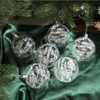 ลูกบอลพลาสติกสีขาวใสรูปต้นคริสต์มาสขนาด6ซม. ของประดับแขวนอุปกรณ์ประดับต้นไม้คริสต์มาส