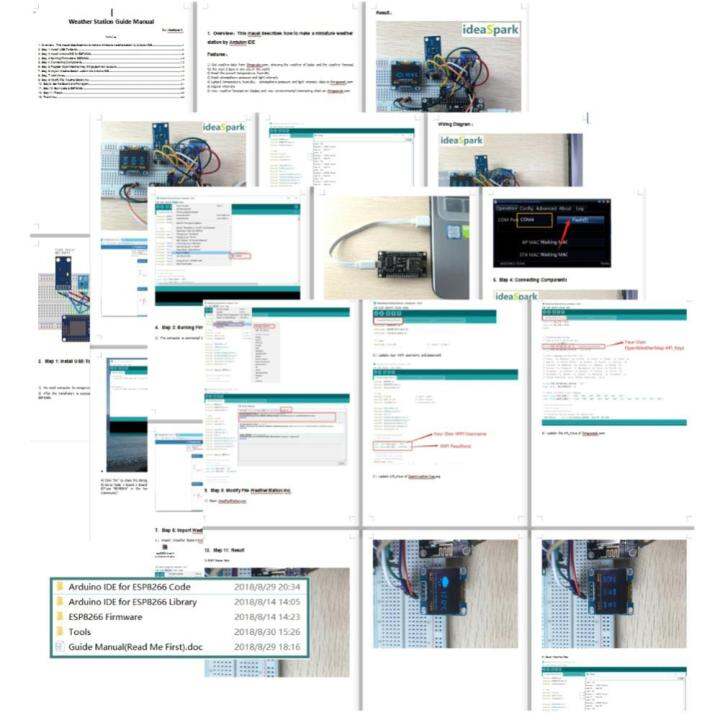 ชุดสถานีสภาพอากาศ-esp8266ความชื้นอุณหภูมิจอแสดงผล-lcd-ชุดส่วนประกอบ