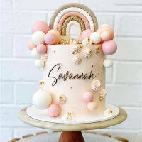 Boho ถักเค้ก Topper แฮนด์เมดเชือกฝ้าย Rainbow Cloud อุปกรณ์ตกแต่งเค้กสำหรับ Baby Shower ตกแต่งวันเกิดงานแต่งงาน-ranguaexeng