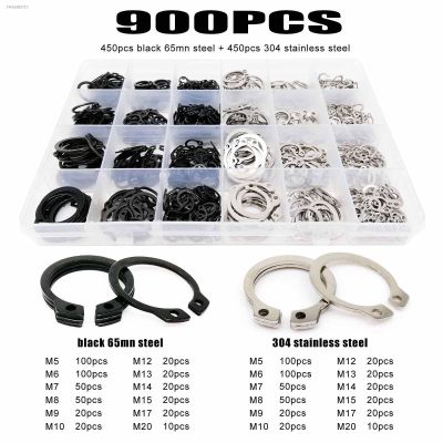 ►✱ 500/900pc Assortment Kit Set M5 to M20 Stainless Steel Black 65mn Shaft Bearing Retaining Clip Snap Ring C Type External Circlip